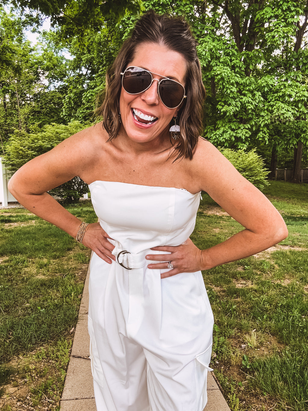 Walk the Walk White Cargo Jumpsuit