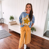 Washed Terry Knit Wide Pant | Mustard