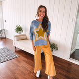 Washed Terry Knit Wide Pant | Mustard