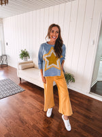 Washed Terry Knit Wide Pant | Mustard
