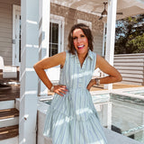 MULTI STRIPE BUTTON DOWN DRESS