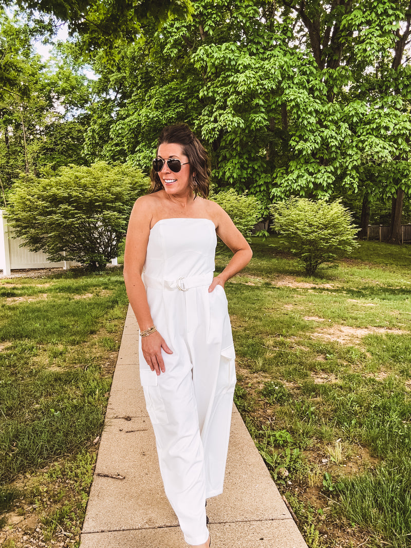 Walk the Walk White Cargo Jumpsuit