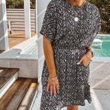 FLORAL PRINTED DOLMAN DRESS