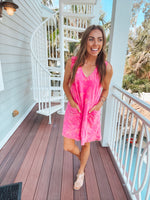 Pink Floral Washed Terry Dress