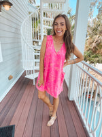 Pink Floral Washed Terry Dress