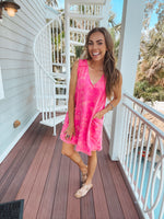Pink Floral Washed Terry Dress