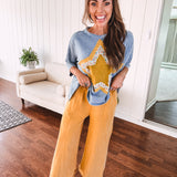 Washed Terry Knit Wide Pant | Mustard