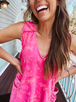 Pink Floral Washed Terry Dress