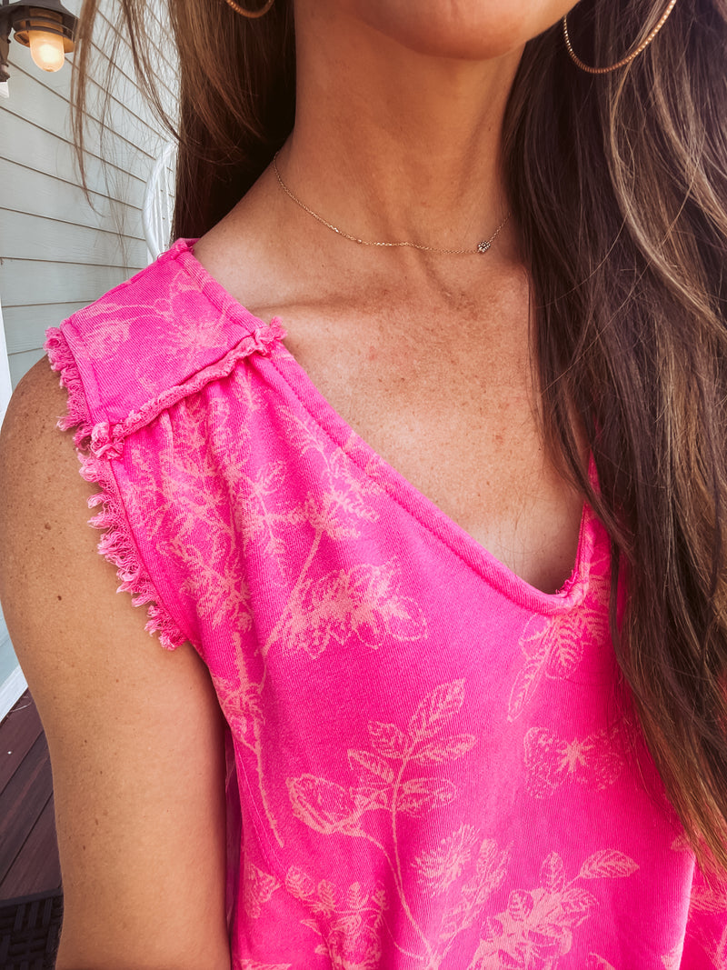 Pink Floral Washed Terry Dress