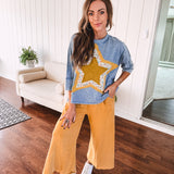 Washed Terry Knit Wide Pant | Mustard