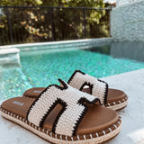 Sabine Cream + Black Crochet | Sandal