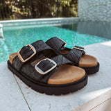 Monica Sandal | Black Raffia