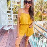 Mustard Front Pocket High Waisted Shorts