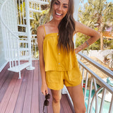 Mustard Front Pocket High Waisted Shorts