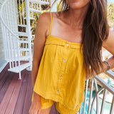 Mustard Front Pocket High Waisted Shorts