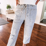 Washed Denim Stripe Twill Pant