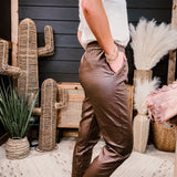 Chocolate Faux Leather Jogger