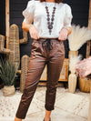 Chocolate Faux Leather Jogger