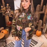 Custom Patchwork Olive Military Jacket