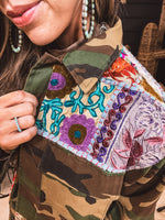 Custom Patchwork Olive Military Jacket