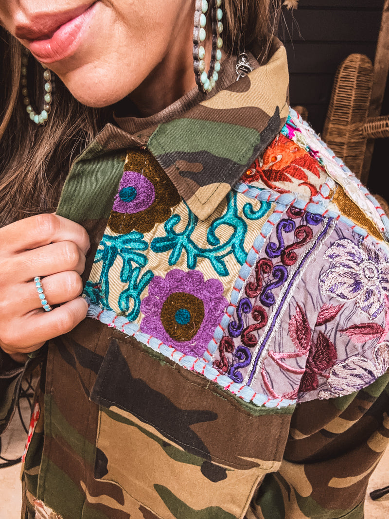 Custom Patchwork Olive Military Jacket