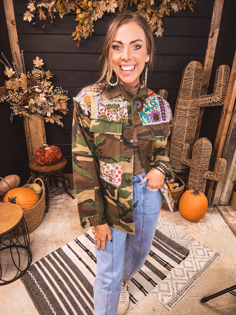 Custom Patchwork Olive Military Jacket