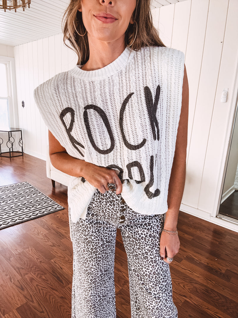 Off White Rock N Roll Tank
