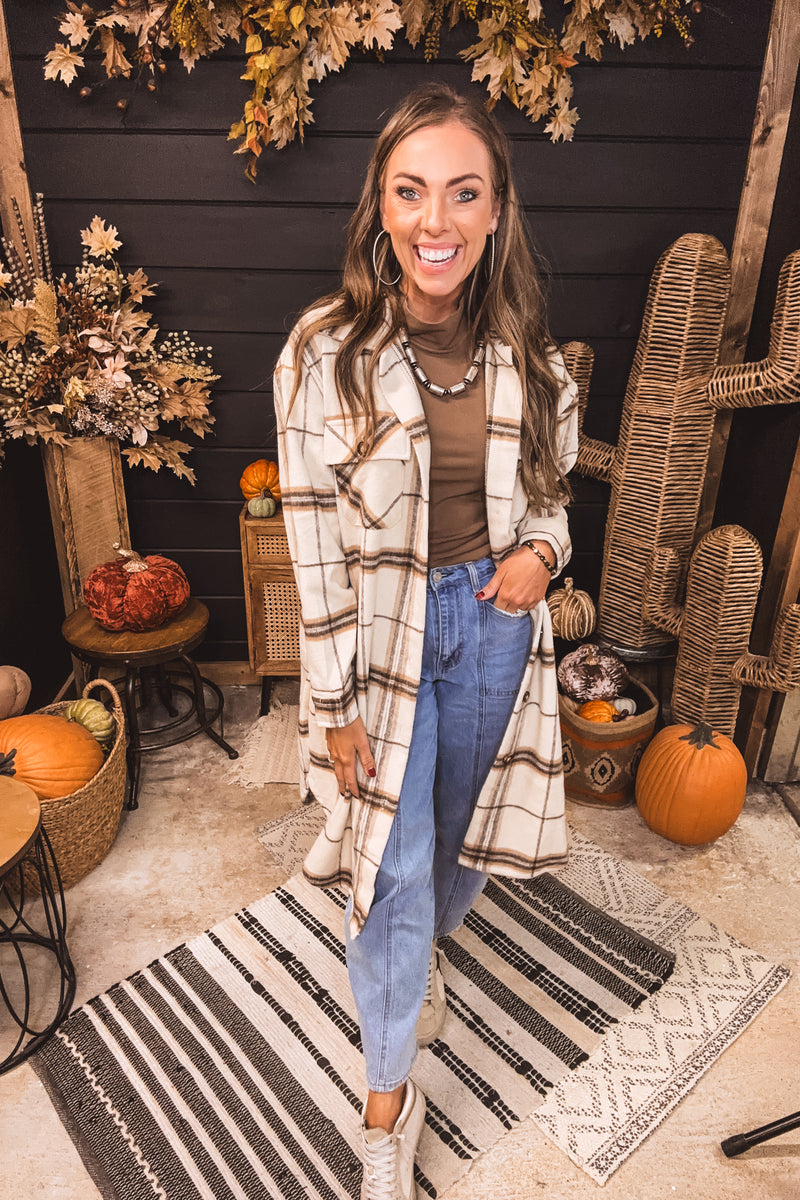 Olive + Black Plaid Shacket