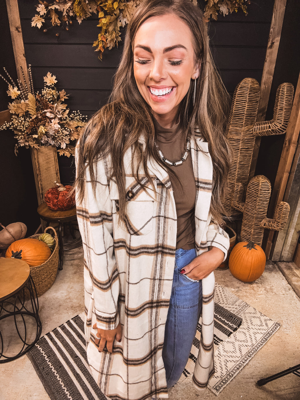 Olive + Black Plaid Shacket