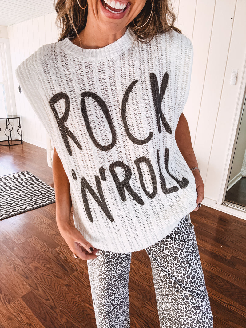 Off White Rock N Roll Tank