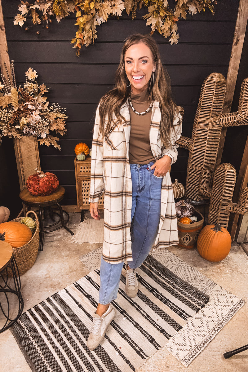 Olive + Black Plaid Shacket
