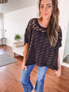 Washed Black Eyelet Pullover