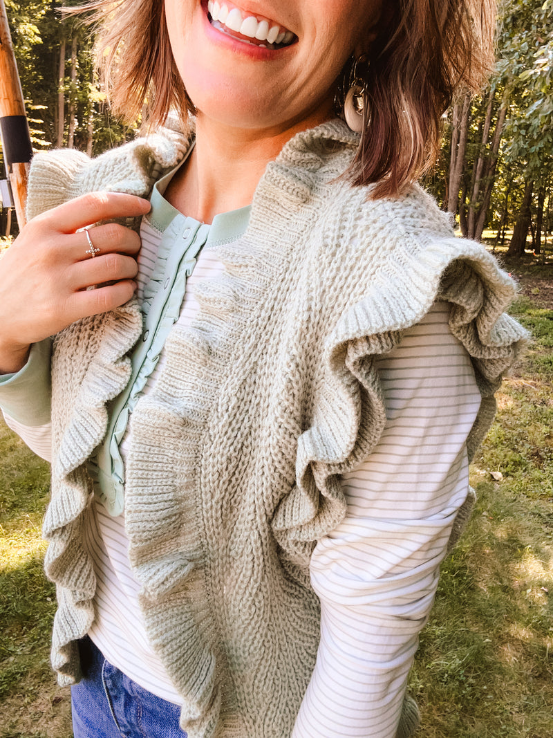 Mint Ruffle Crochet Vest