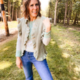 Mint Ruffle Crochet Vest