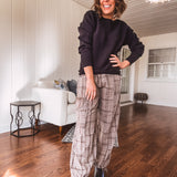 Mushroom Plaid Mineral Wash Pant