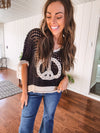 Peace Crochet Open Weave Pullover