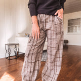 Mushroom Plaid Mineral Wash Pant