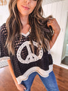 Peace Crochet Open Weave Pullover