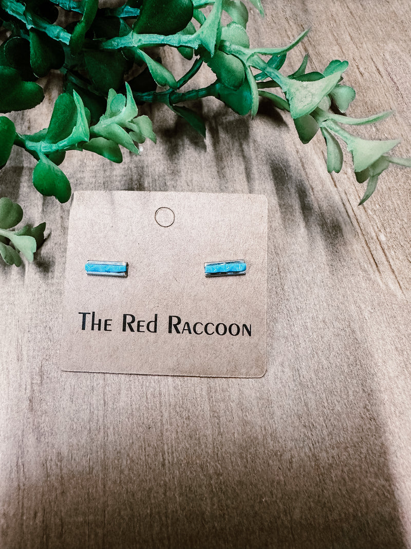 Turquoise + SS Bar Stud Earring