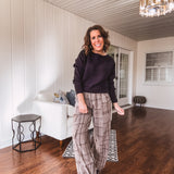 Mushroom Plaid Mineral Wash Pant