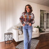 Brick Multi Floral Patch Button Down Shirt