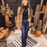 Camel Plaid Button Front Lightweight Shacket
