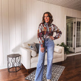 Brick Multi Floral Patch Button Down Shirt