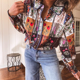 Brick Multi Floral Patch Button Down Shirt