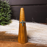 SS Turq Mini Bubble Cross Ring