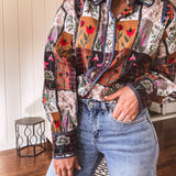 Brick Multi Floral Patch Button Down Shirt