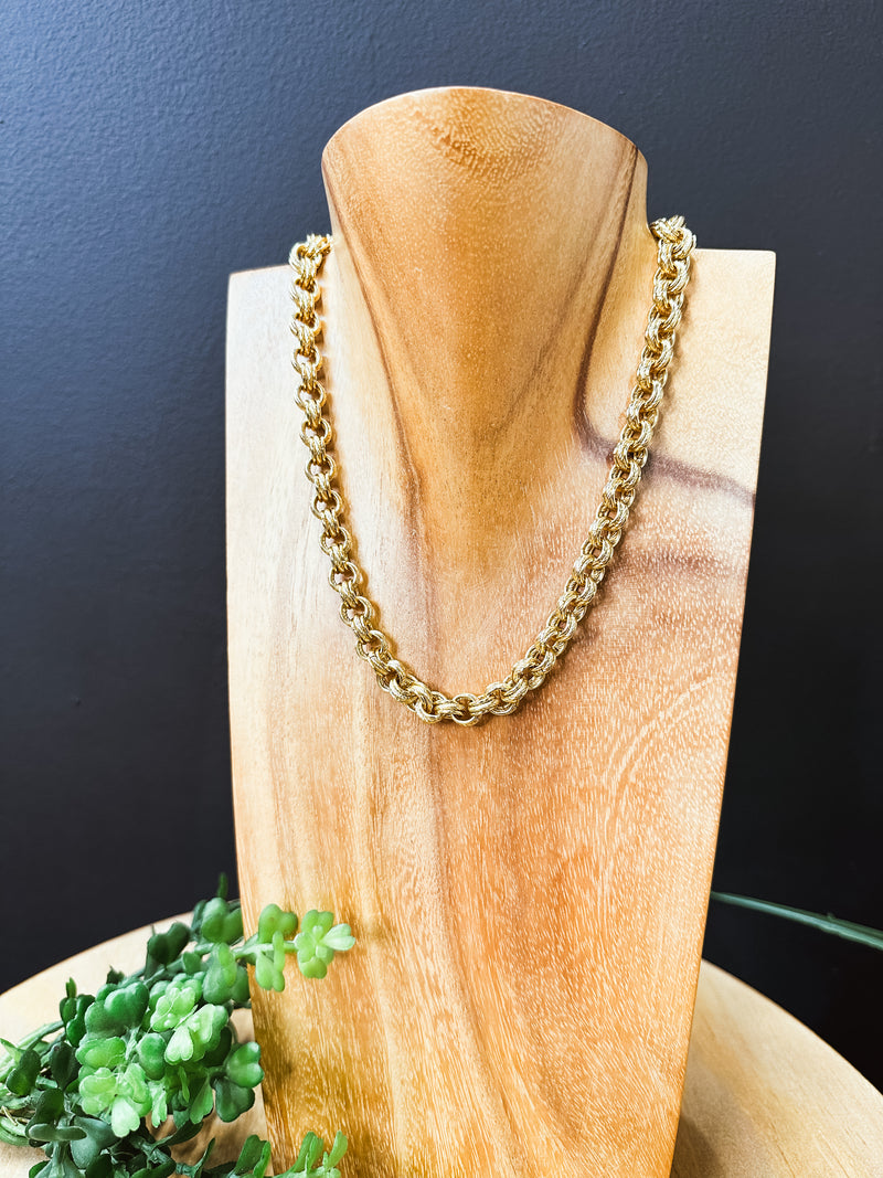 Multi triple circle links statement necklace