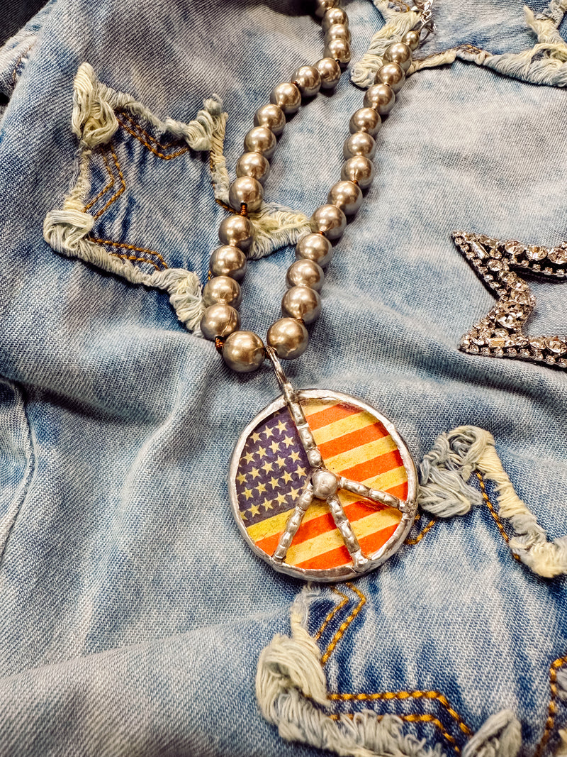 American Peace Round Soldered Necklace