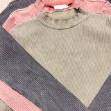 Washed Rib Knit Fitted L/S