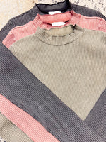 Washed Rib Knit Fitted L/S